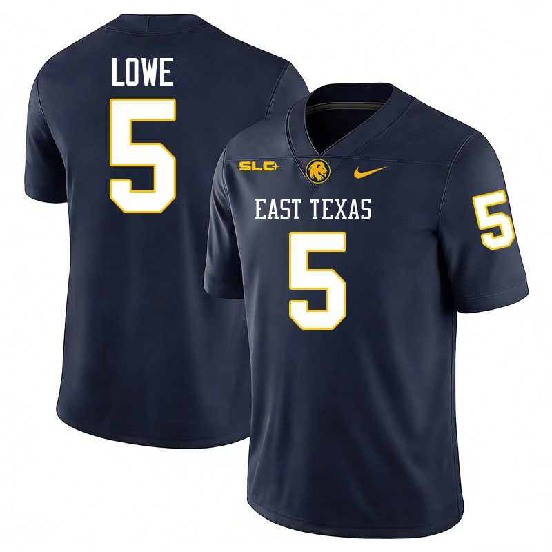East Texas A&M Lions #5 Jaheim Lowe College Football Jerseys,Uniforms-Navy